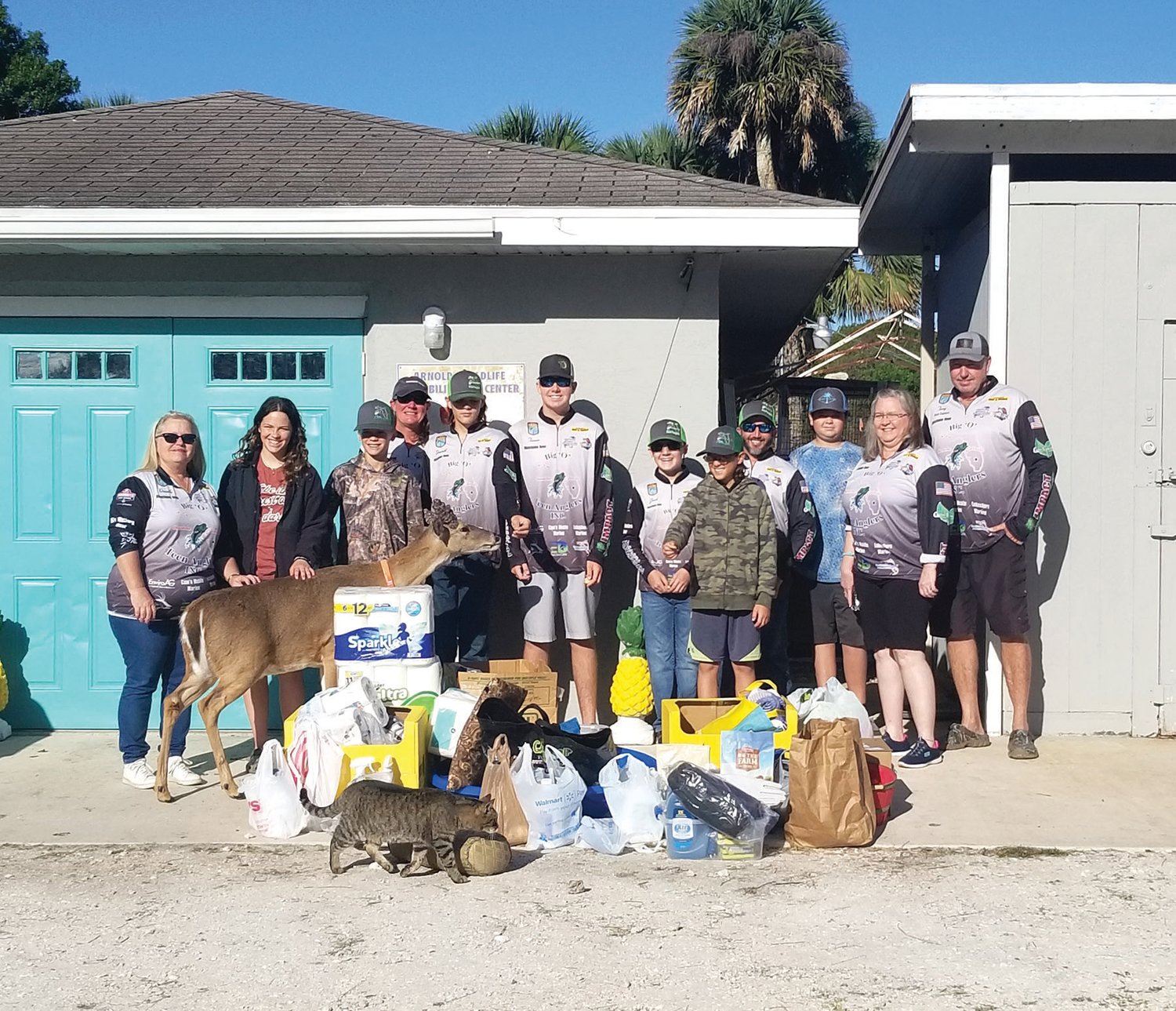 Big O Teen Anglers chose Arnold’s Wildlife where they presented towels, cleaners, crates, paper goods, food supplies, garbage bags and so much more. Pictured Left to right: Danielle DeWitt, Carli McPeak, Kylar Koedam, Dominik Steinmetz, Tanner Seabolt, Jacob Williams, Derrik Steinmetz, Marc Williams, Waylen McLean, Dora Seabolt & Terry Seabolt